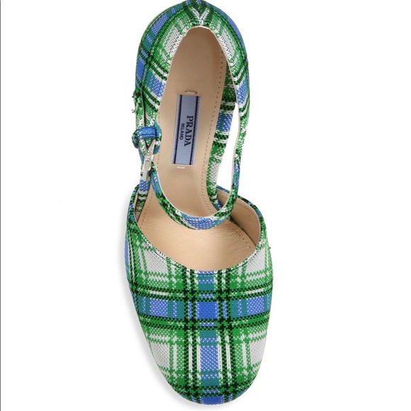 Prada - Plaid Ankle-Strap Platform Pumps BNIB - Picture 7 of 8
